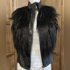 Faux Fur/Leather Black Vest.